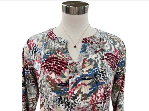 SOUTHERN LADY 3/4 SLEEVE NOTCH NECK PRINT TOP - Image 2