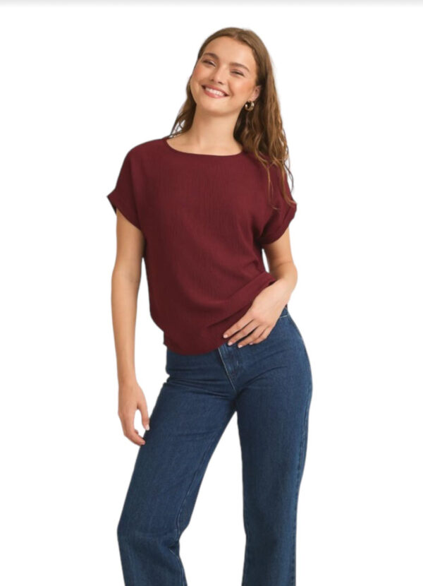 GILLI SHORT ROLL UP SLEEVE TOP - Image 5
