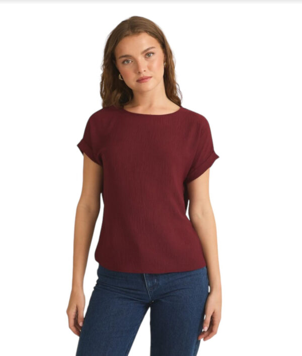 GILLI SHORT ROLL UP SLEEVE TOP - Image 3