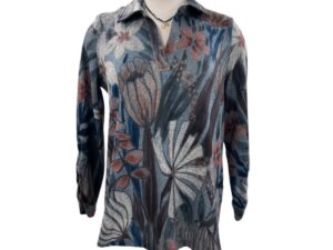 MULTIPLES FLORAL MULTI JOHNNY COLLAR SWEATER