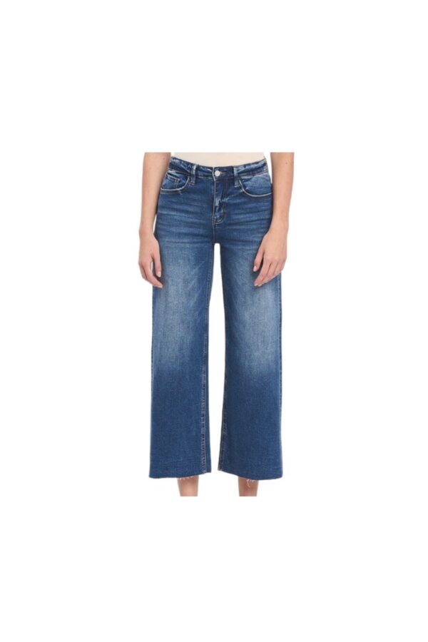VERVET BY FLYING MONKEY HIGH RISE RAW HEM WIDE LEG JEAN