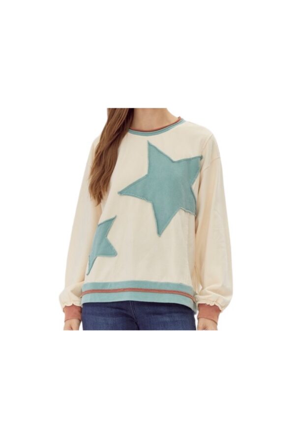 JODIFL RAW EDGE FRENCH TERRY STAR TOP