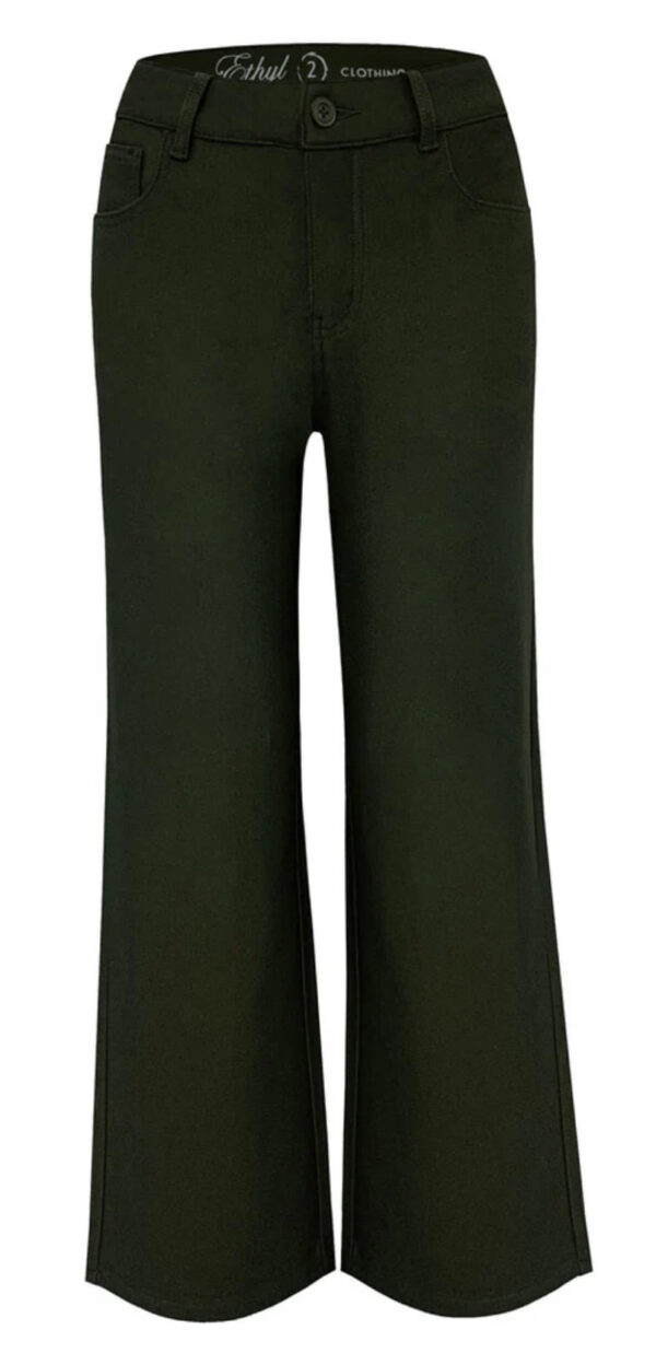 ETHYL OLIVE PONTE WIDE LEG ANKLE PANT - Image 4