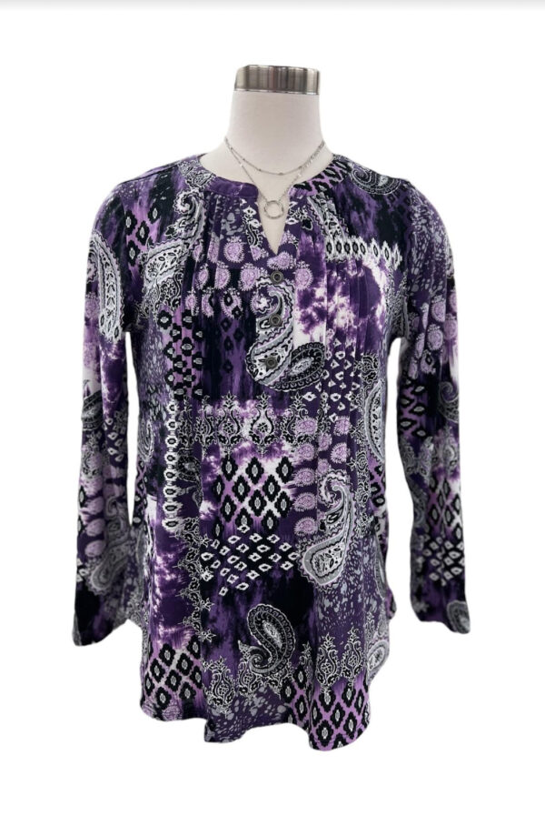 SOUTHERN LADY LONG SLEEVE PAISLEY PRINT TOP - Image 2