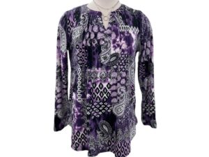 SOUTHERN LADY LONG SLEEVE PAISLEY PRINT TOP
