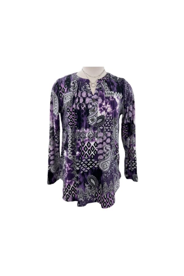 SOUTHERN LADY LONG SLEEVE PAISLEY PRINT TOP