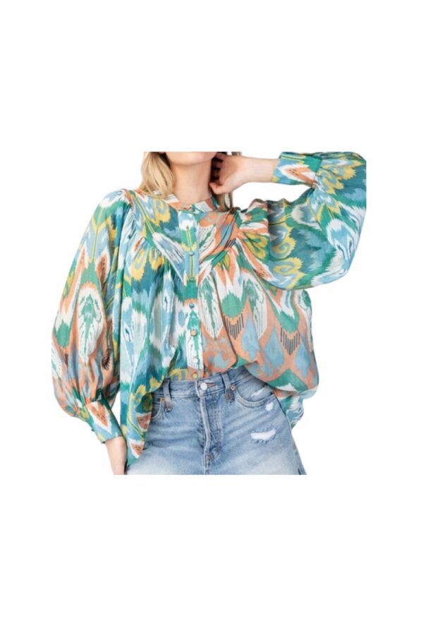 EESOME BOHO PUFF SLEEVE PRINT BLOUSE