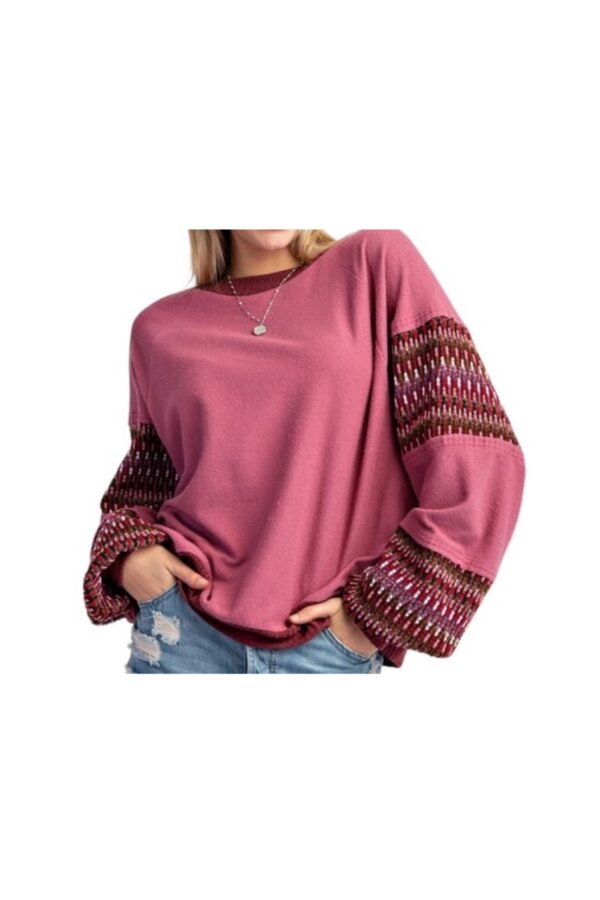 EASEL BLOCK PRINT TERRY KNIT PULLOVER *NOW 75%OFF*