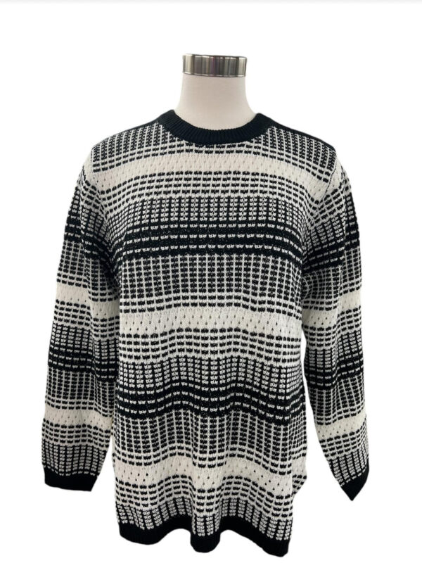 SOUTHERN LADY BLACK & SNOW TEXTURED STRIPE SWEATER - Image 3