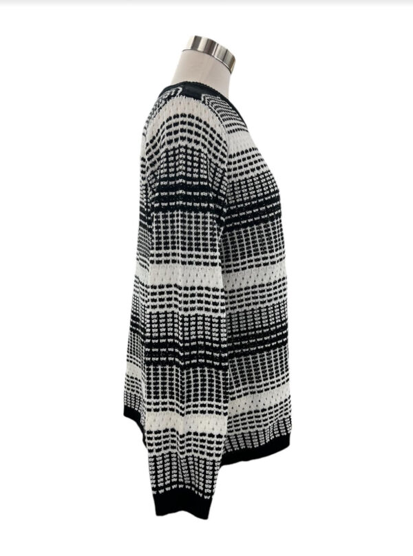 SOUTHERN LADY BLACK & SNOW TEXTURED STRIPE SWEATER - Image 2