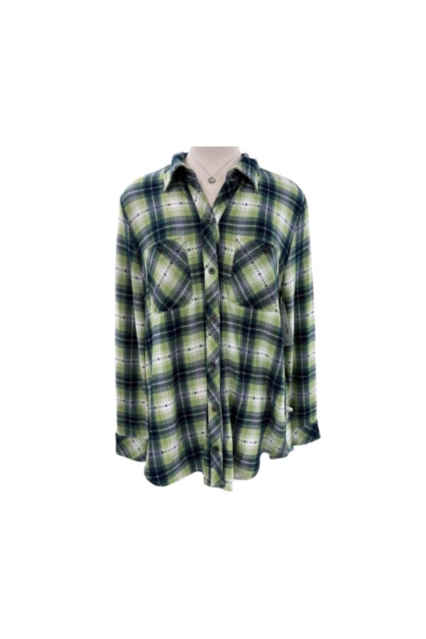 SOUTHERN LADY LONG SLEEVE PLAID BUTTON FRONT SHIRT