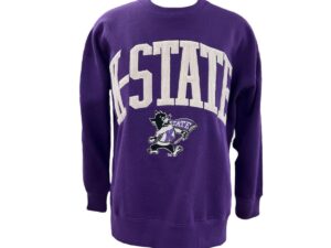 PRESSBOX APPAREL KSU LONG SLEEVE CREWNECK FLEECE WITH POCKETS