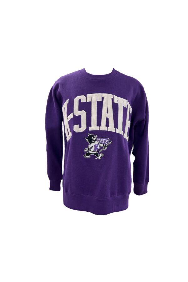 PRESSBOX APPAREL KSU LONG SLEEVE CREWNECK FLEECE WITH POCKETS