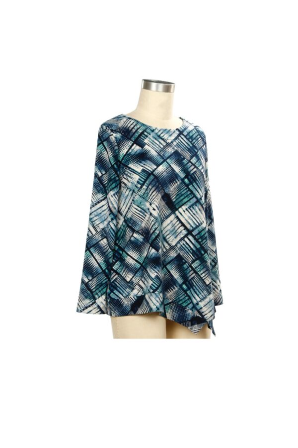 SOUTHERN LADY LONG SLEEVE ASYMMETRICAL HEM PRINT TOP