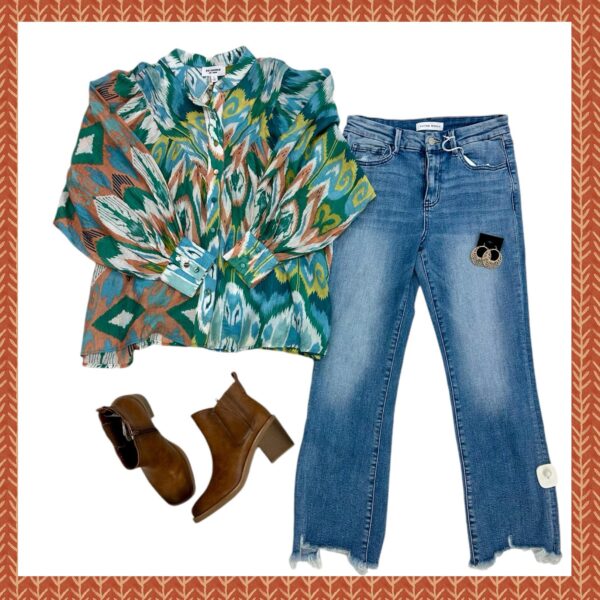 EESOME BOHO PUFF SLEEVE PRINT BLOUSE - Image 9