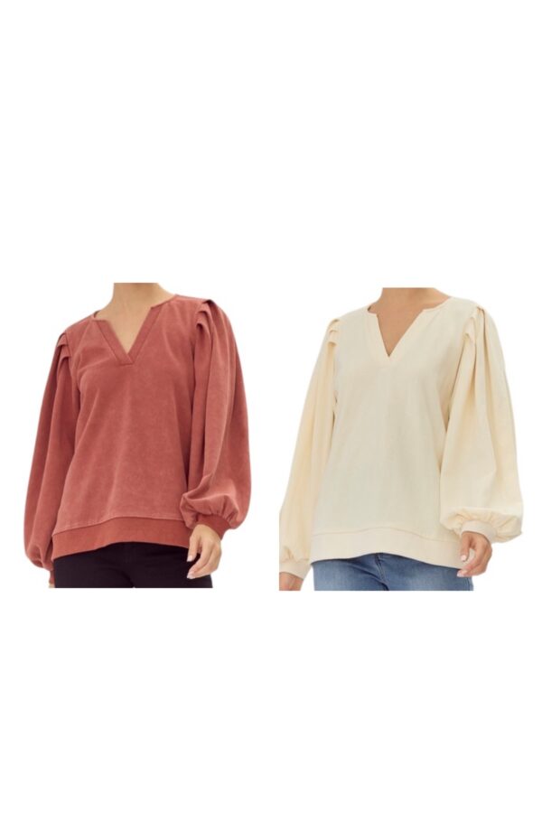 JODIFL PLEATED BUBBLE NOTCH NECK TOP