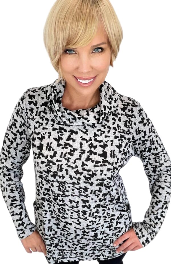 ETHYL GREY/BLACK COWL NECK SWEATER - Image 2