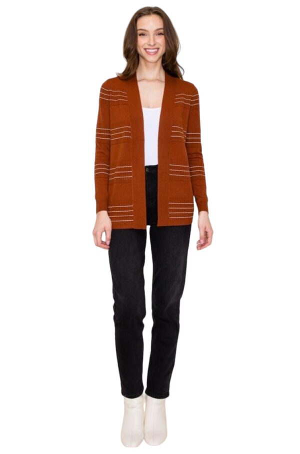 STACCATO STITCH STRIPE OPEN CARDIGAN - Image 6