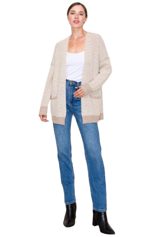 STACCATO WAFFLE KNIT EXPOSED SEAM CARDIGAN - Image 6