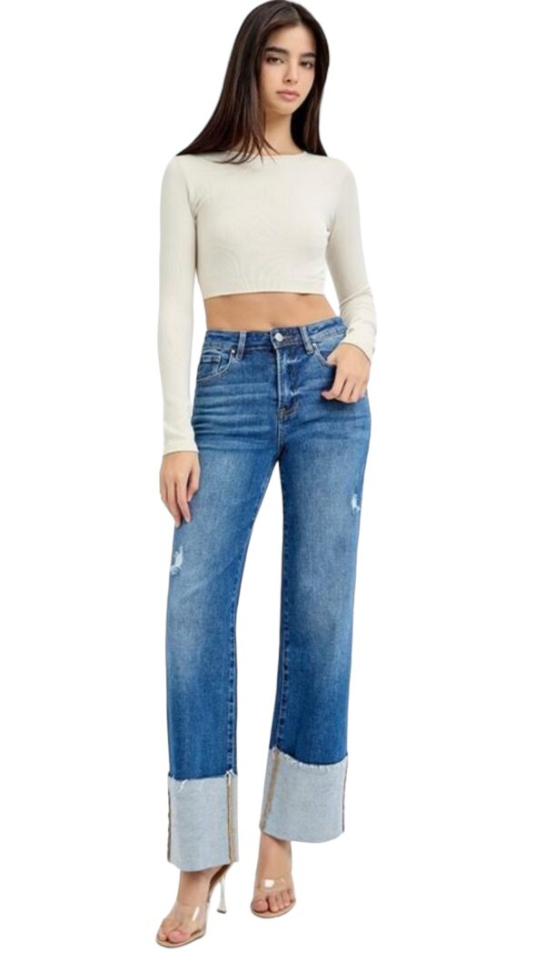RISEN JEANS HIGH RISE ANKLE WIDE CUFF JEANS - Image 6