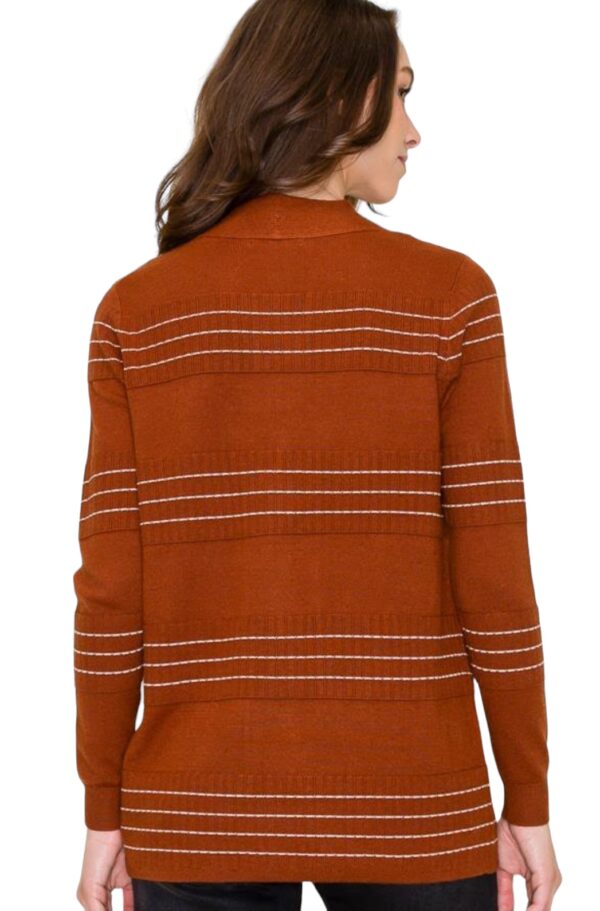 STACCATO STITCH STRIPE OPEN CARDIGAN - Image 5