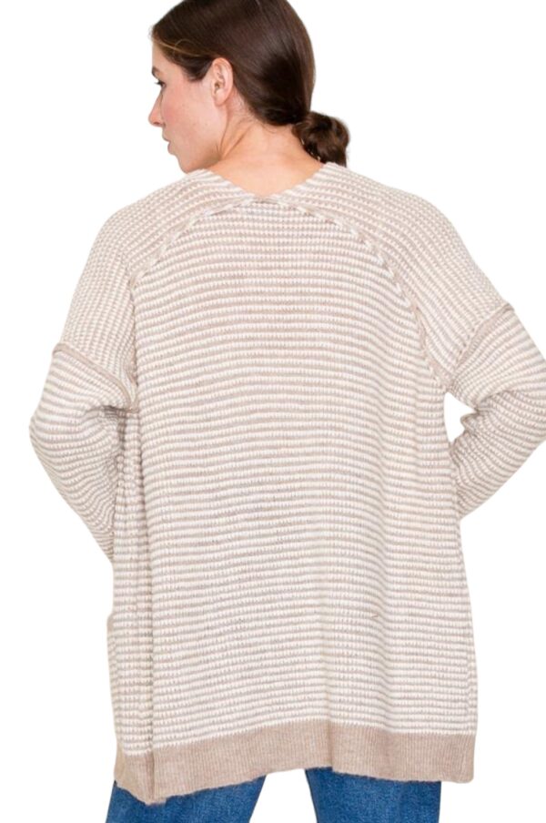 STACCATO WAFFLE KNIT EXPOSED SEAM CARDIGAN - Image 5