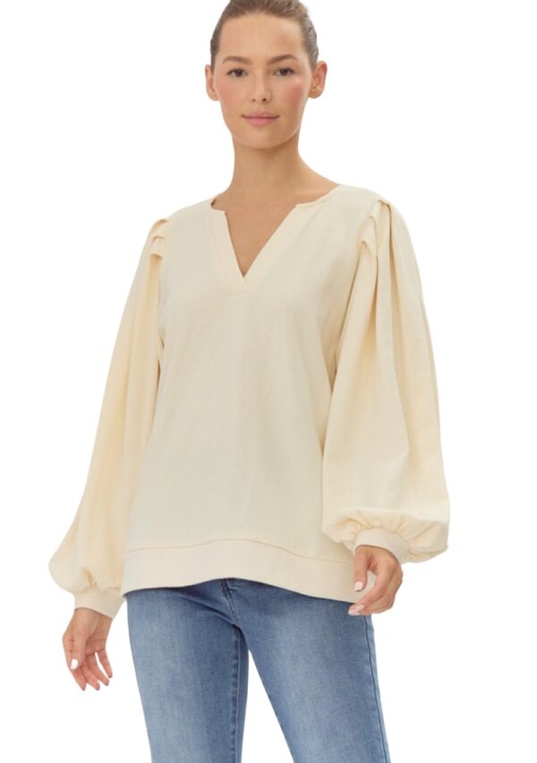 JODIFL PLEATED BUBBLE NOTCH NECK TOP - Image 2