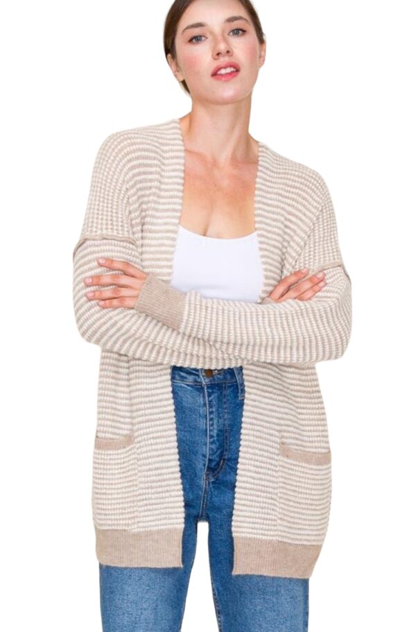 STACCATO WAFFLE KNIT EXPOSED SEAM CARDIGAN - Image 4
