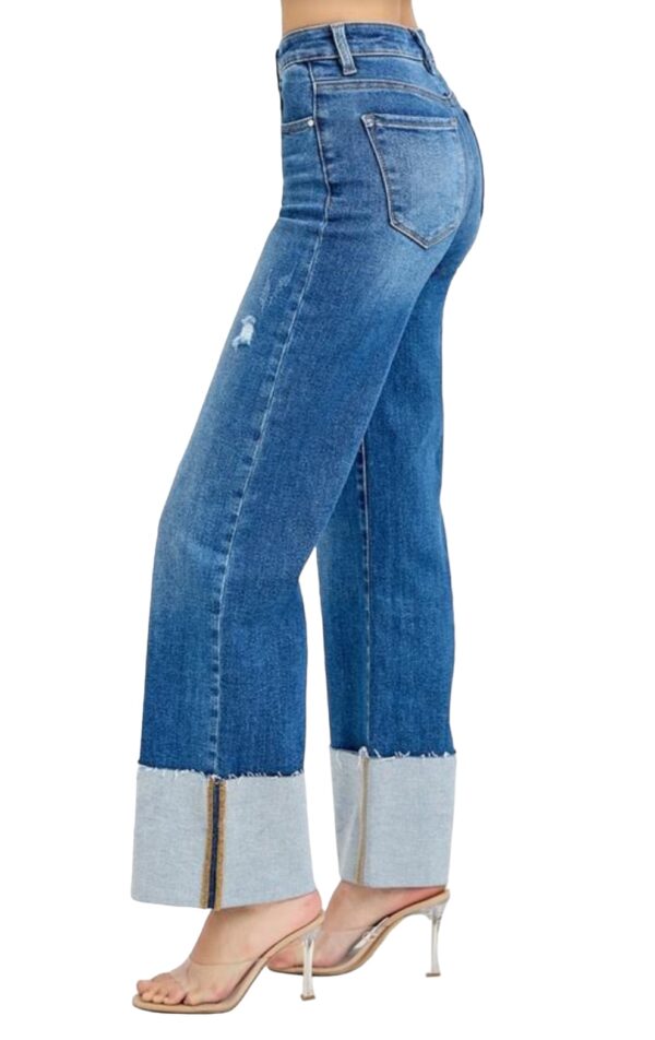 RISEN JEANS HIGH RISE ANKLE WIDE CUFF JEANS - Image 4