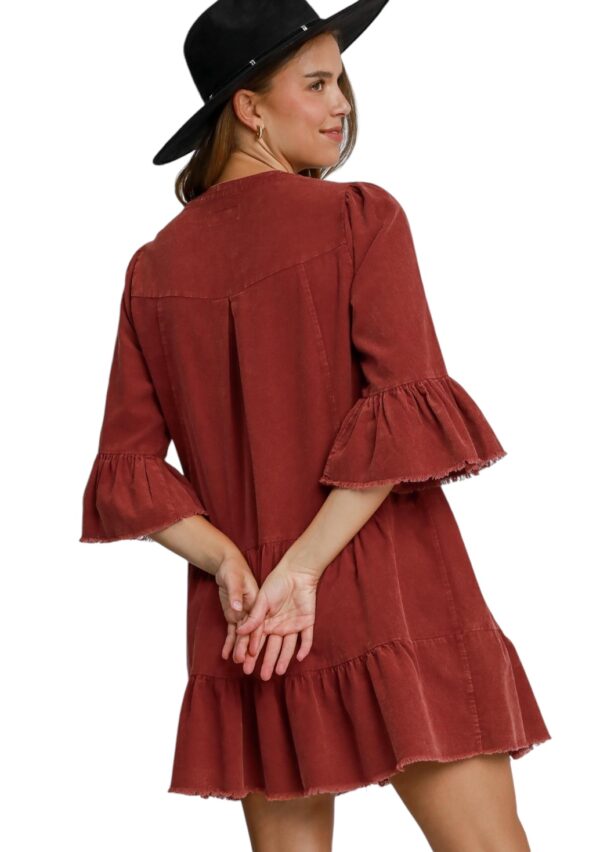 UMGEE CORDUROY TIERED BUTTON DOWN DRESS - Image 3