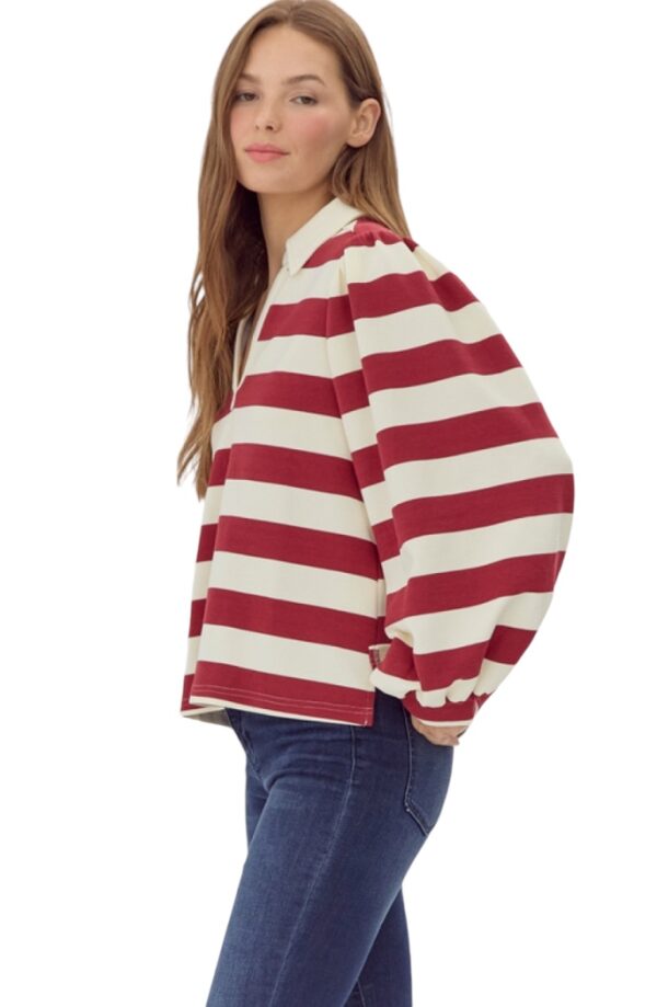 JODIFL PUFF SLEEVE JOHNNY COLLAR TOP - Image 4
