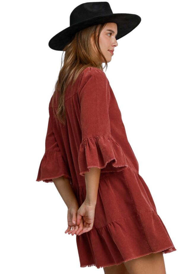 UMGEE CORDUROY TIERED BUTTON DOWN DRESS - Image 2