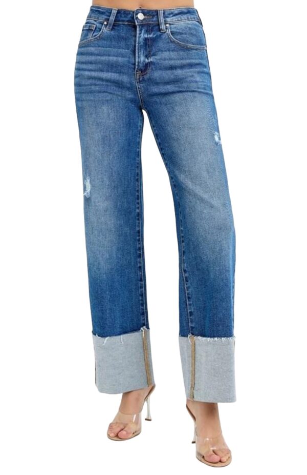 RISEN JEANS HIGH RISE ANKLE WIDE CUFF JEANS - Image 3