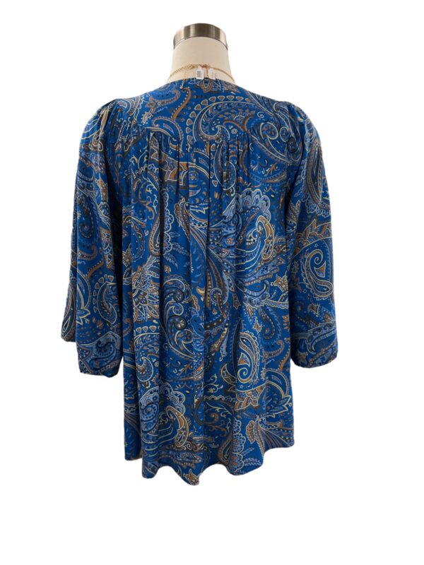 ETHYL SMOCKED NOTCH NECK PRINT BLOUSE - Image 3