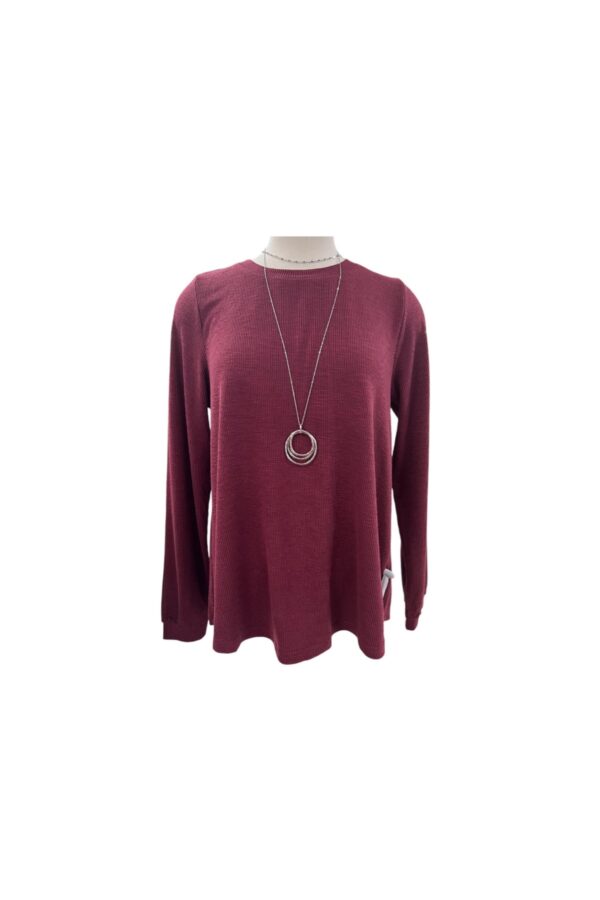JODIFL LONG SLEEVE PLEAT BACK KNIT TOP