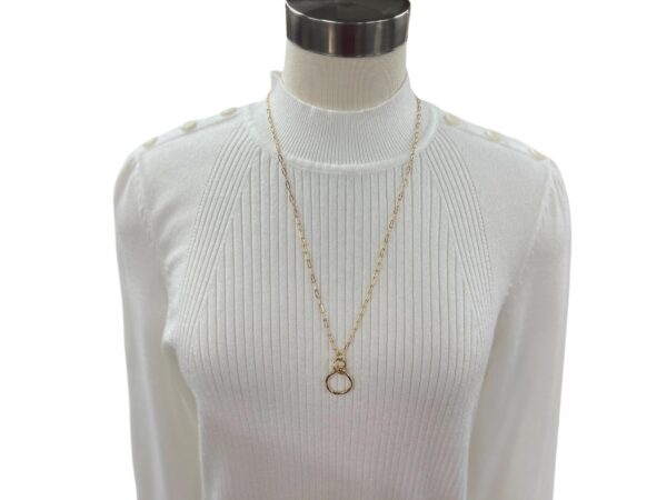 SOUTHERN LADY LONG SLEEVE MOCK NECK SWEATER WITH BUTTONS - Image 4
