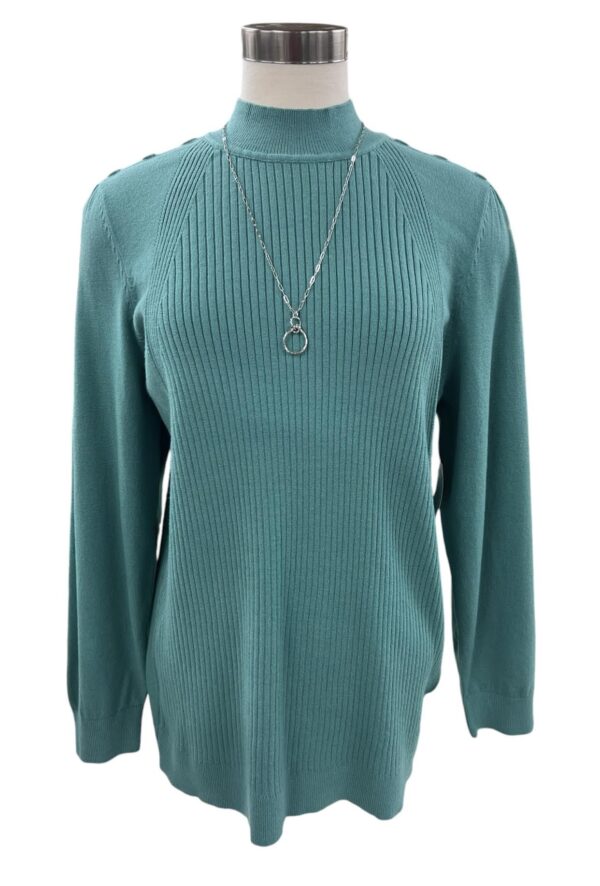 SOUTHERN LADY LONG SLEEVE MOCK NECK SWEATER WITH BUTTONS - Image 5