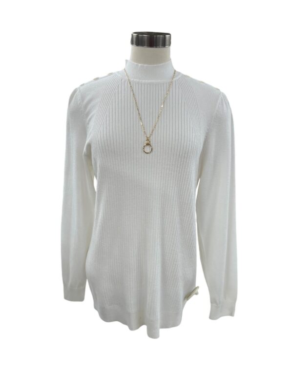 SOUTHERN LADY LONG SLEEVE MOCK NECK SWEATER WITH BUTTONS - Image 2