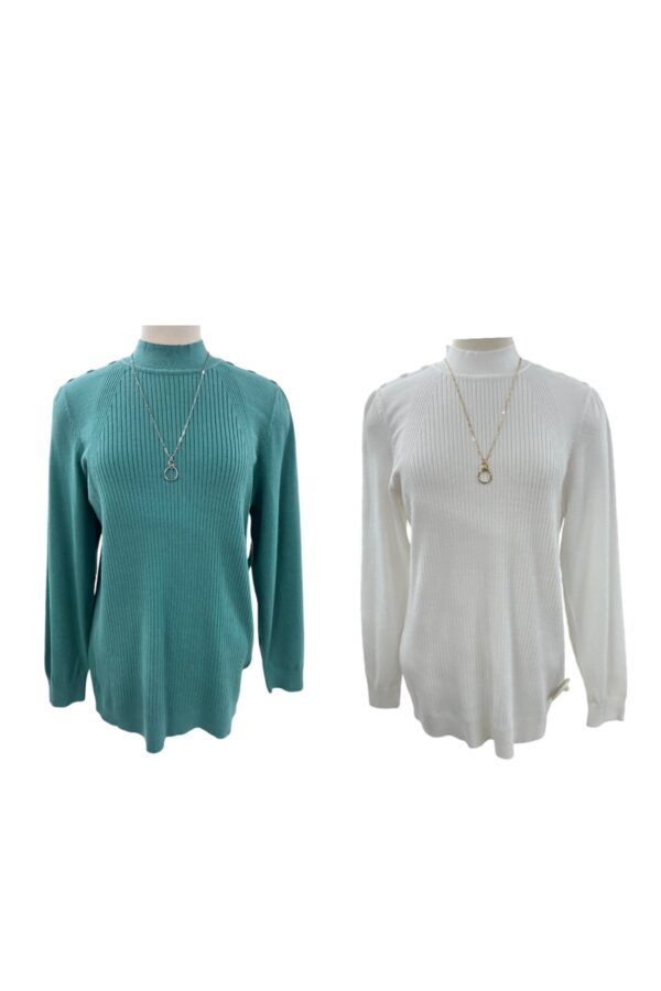 SOUTHERN LADY LONG SLEEVE MOCK NECK SWEATER WITH BUTTONS