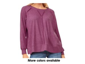 ANDREE HACCI RIB KNIT RAGLAN SLEEVE TOP