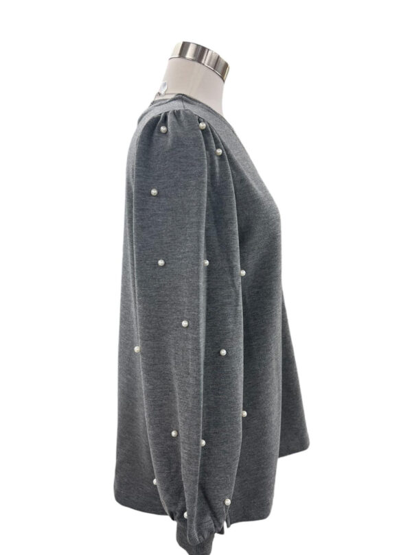 MULTIPLES KNIT TOP WITH PEARL EMBELLISHED SLEEVES - Image 3