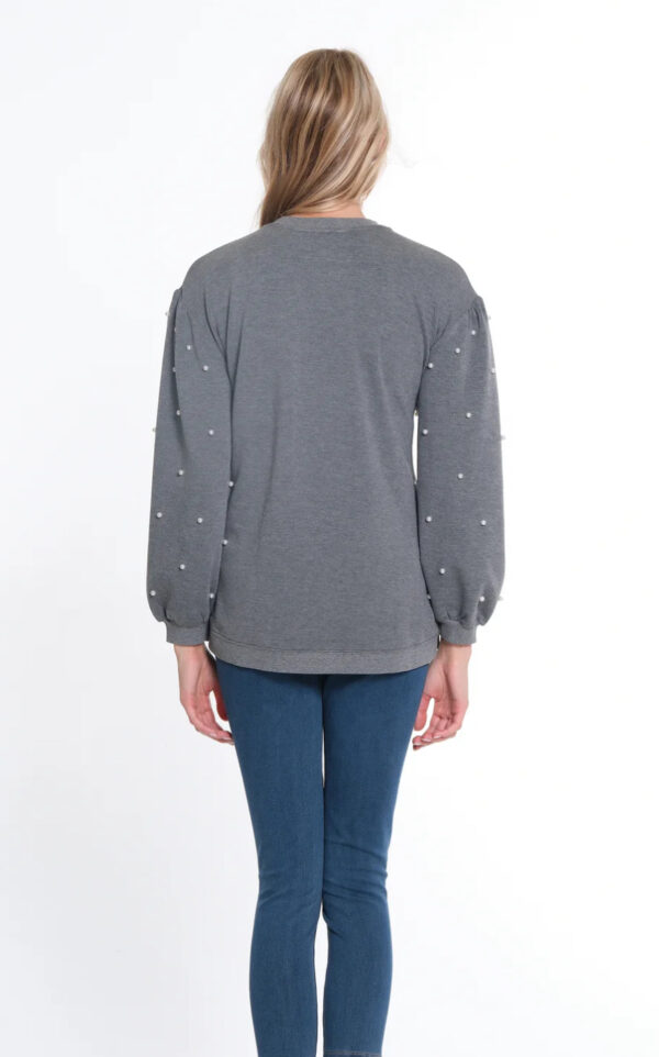 MULTIPLES KNIT TOP WITH PEARL EMBELLISHED SLEEVES - Image 5