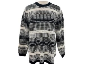 SOUTHERN LADY BLACK & SNOW TEXTURED STRIPE SWEATER