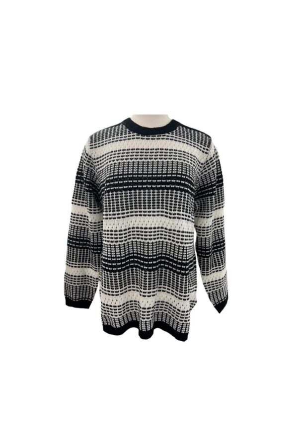 SOUTHERN LADY BLACK & SNOW TEXTURED STRIPE SWEATER