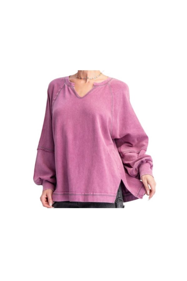 EASEL BABY RIB KNIT MINERAL WASH TOP