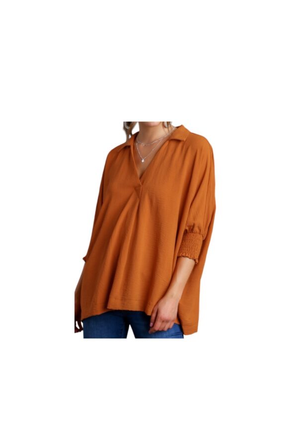 UMGEE WOVEN OVERSIZED JOHNNY COLLAR TOP