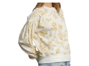 UMGEE PUFF SLEEVE FRENCH TERRY PRINT TOP