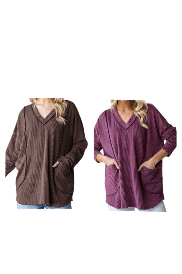 HEIMISH RIBBED KNIT TOP WITH POCKETS