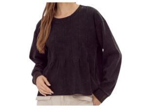 JODIFL TUCK PLEAT FRENCH TERRY TOP
