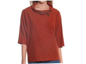 MULTIPLES ZIP COWL COLLAR DOLMAN SLEEVE TOP